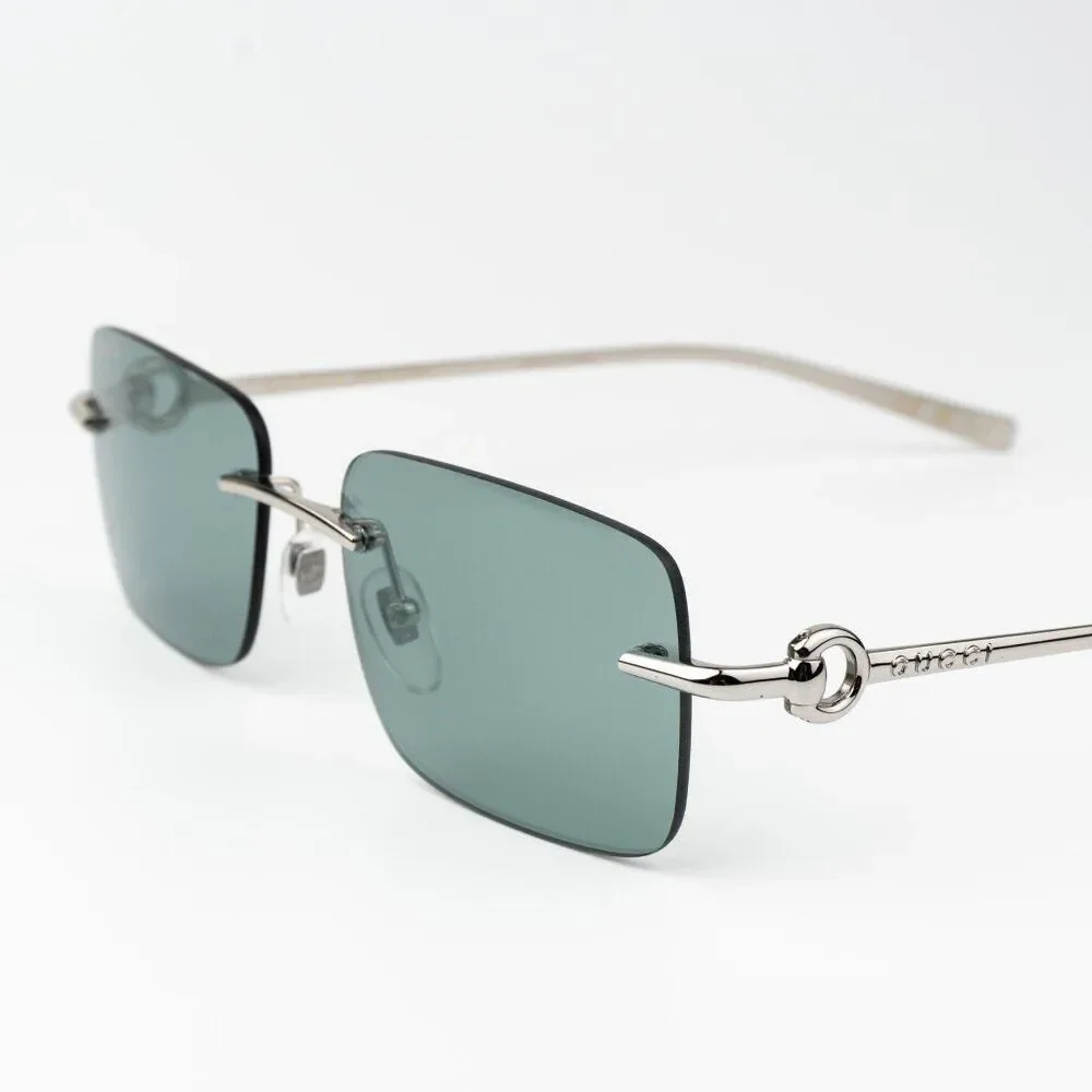 Gucci Men Sunglasses Silver Green Mirror Rectangle GG1703S 002 BRAND NEW